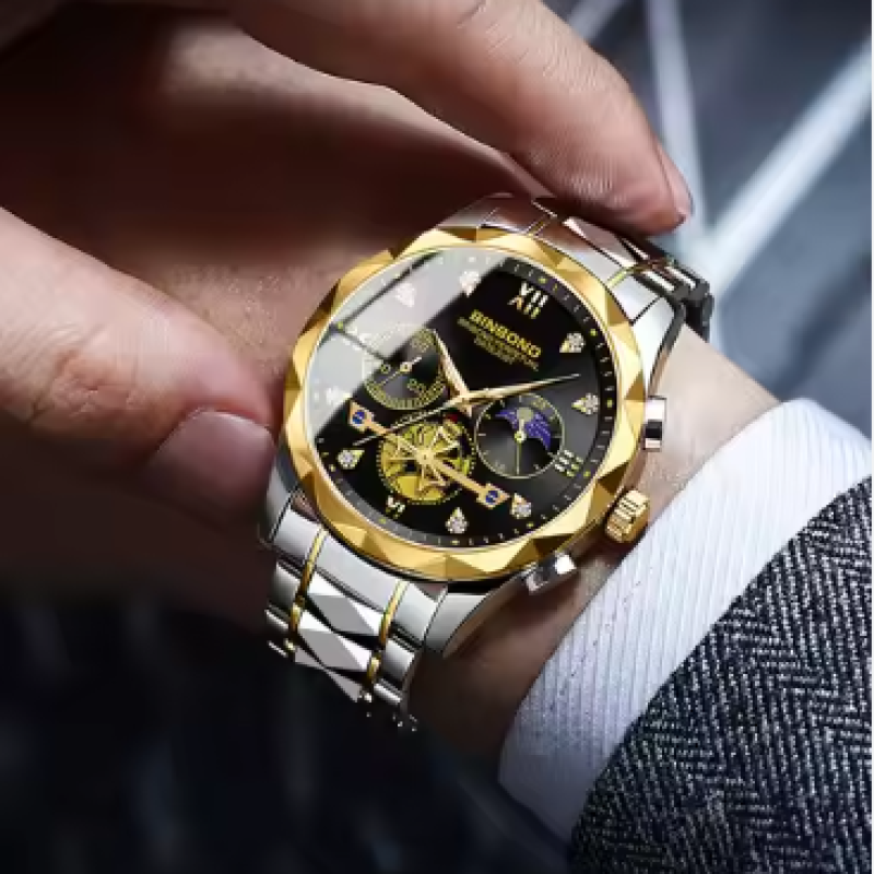 New BINBOND Watch 1236 Popular Men's Quartz Watches 3ATM Waterproof Watches Fashion Luminous Hands High Quality