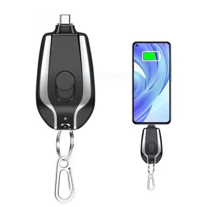 Keychain Portable Charger,1500mAh Mini Power Emergency Pod Key Ring Cell Phone Charger