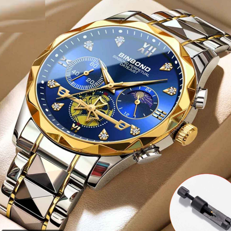 BINBOND B1236 Luxury Multifunctional Quartz Watch Versatile Fashion Watch Six Pin Timing Casual Fashion Men's Clock