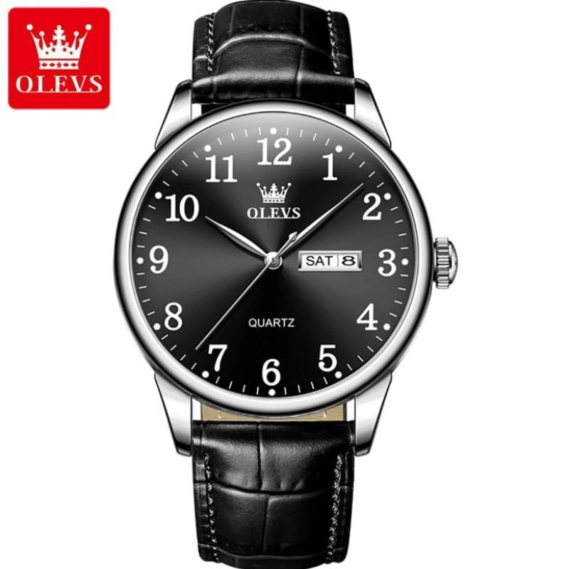 OLEVS 5535 Custom Logo Men Wrist Watch Brand Fashion Private Label Watches Belt High Quality Quartz Watch Dial Black