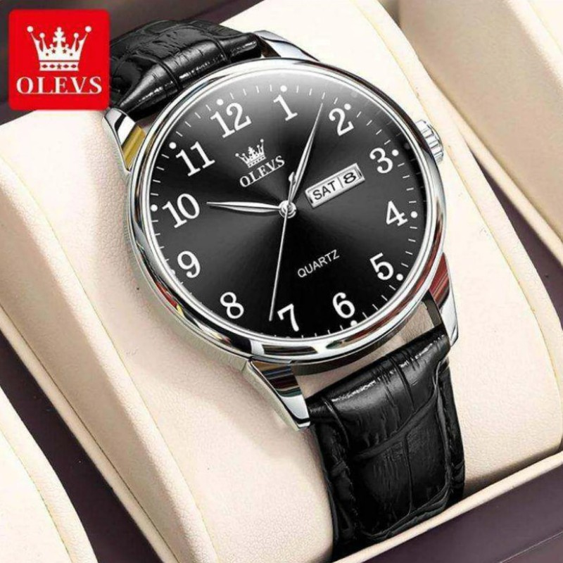 OLEVS 5535 Custom Logo Men Wrist Watch Brand Fashion Private Label Watches Belt High Quality Quartz Watch Dial Black