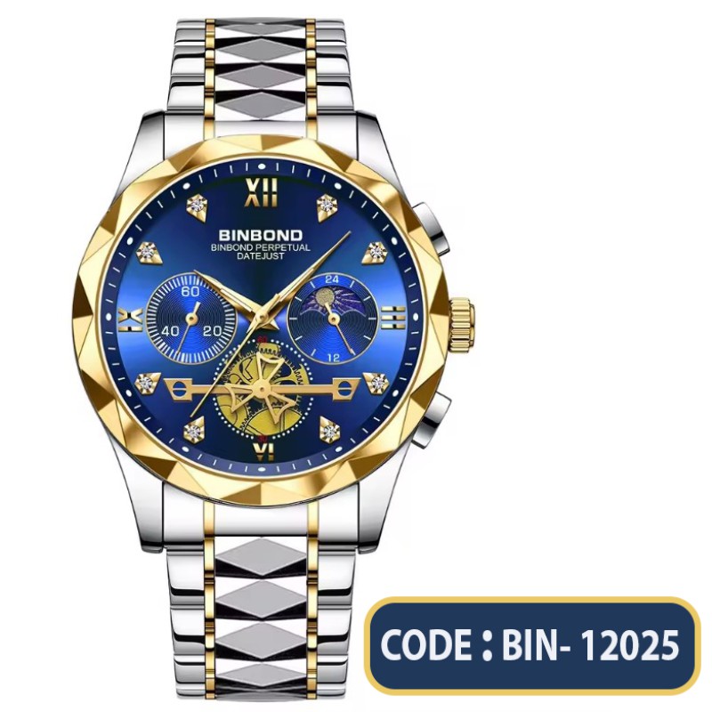 B1236 Tungsten steel color multifunctional all-in-one fashion watch six-pin chronograph leisure fashion men quartz watch