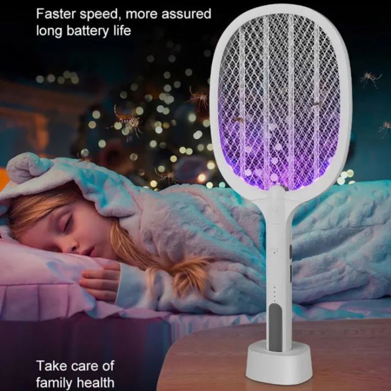 Gecko Ltd-618 Dual- Use Electric Mosquito Racket Standing Fly Insect  .