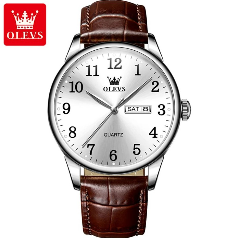 OLEVS 5535 Custom Logo Men Wrist Watch Brand Fashion Private Label Watches Belt High Quality Quartz Watch Dial White