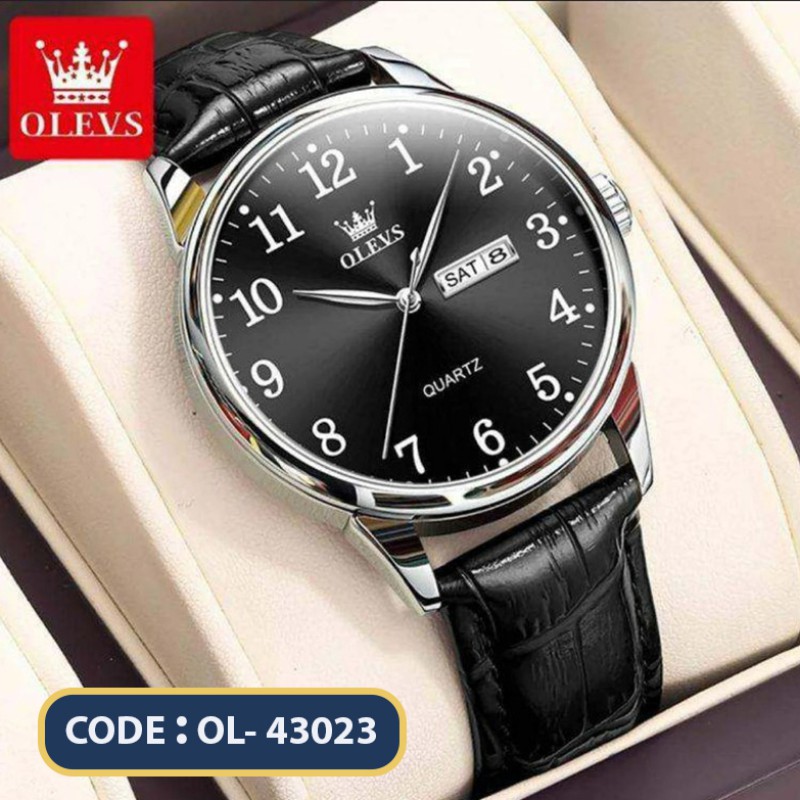 OLEVS 5535 Custom Logo Men Wrist Watch Brand Fashion Private Label Watches Belt High Quality Quartz Watch Dial Black