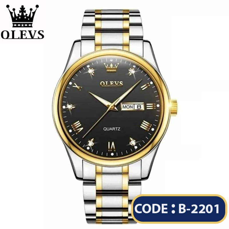 Top Brand OLEVS 5563 MODEL TOTON AR DIAL BLACK COOLER WATCH FOR MAN