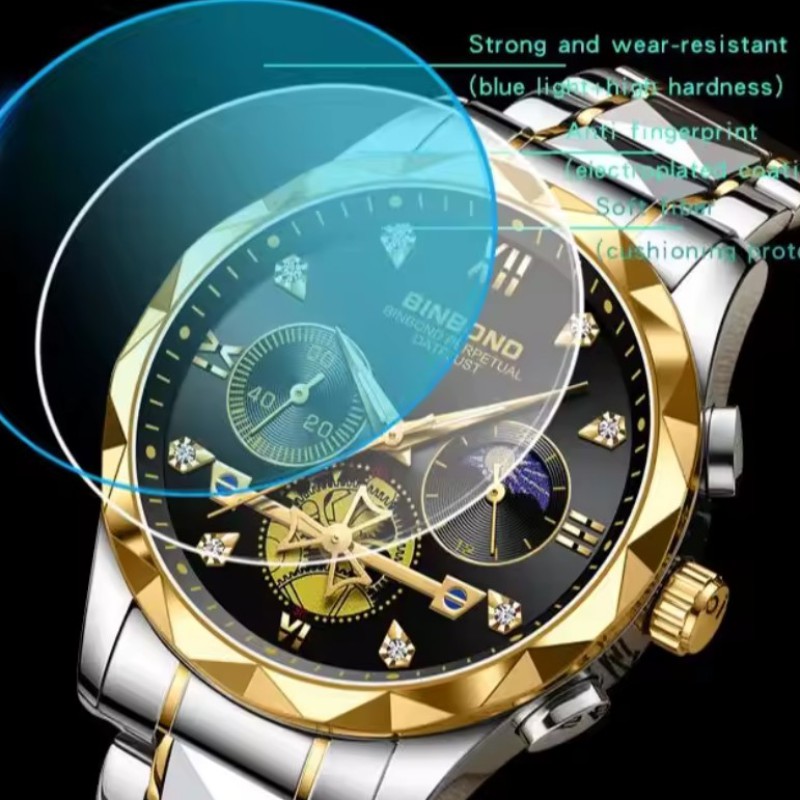 BINBOND b1236 New Series Multi functional Quartz Watch Six Pin Timing Casual Business Tungsten Steel Men's Watch