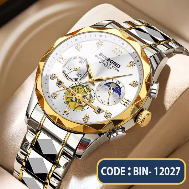 BINBOND B1236 Luxury Multifunctional Quartz Watch Versatile Fashion Watch Six Pin Timing Casual Fashion Men's Clock