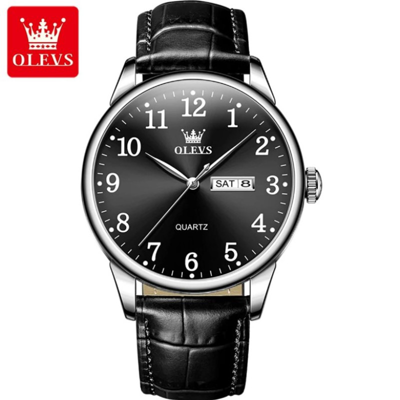 OLEVS 5535 Custom Logo Men Wrist Watch Brand Fashion Private Label Watches Belt High Quality Quartz Watch Dial Black