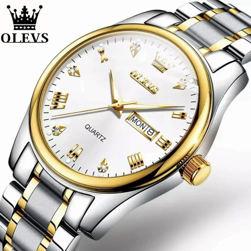 Top Brand OLEVS 5563 MODEL TOTON AR DIAL White COOLER WATCH FOR MAN