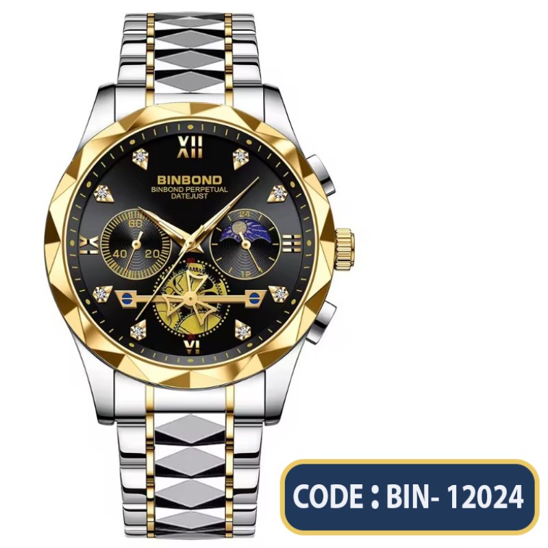 BINBOND b1236 New Series Multi functional Quartz Watch Six Pin Timing Casual Business Tungsten Steel Men's Watch